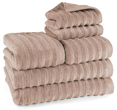 Pure Label Handtücher Set 6-TLG 2x70x140 2x50x100 2x30x50 Hellbraun | Weich, saugstark und pflegeleicht – für ein angenehmes Gefühl jeden Tag