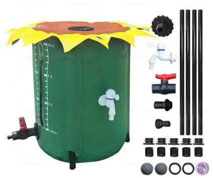 Wilgure Réservoir d'eau pliable pour la récolte des eaux de pluie - Matériaux PVC - Design compact - 50 l - Solution de stockage - Pelle de jardin pliable résistante aux intempéries