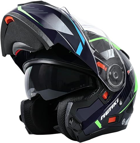 NENKI Casque Moto modulable avec visière pour Hommes et Femmes, homologué ECE 22.06, M-XXL