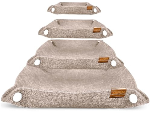 MIQIO® Design Premium Filzschalen mit Druckknöpfen - 3 +1 Set - quadratischer Aufbewahrungskorb aus Filz für Briefe, Schlüssel, Smartphone - faltbare Utensilo Schale - beige