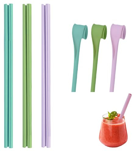 3 cannucce riutilizzabili, pieghevoli in silicone, riutilizzabili, con spazzola per la pulizia, cannucce morbide e flessibili in silicone, cannucce riutilizzabili per frullati, caffè e bicchieri