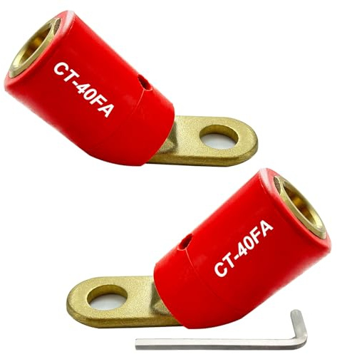 2PCS CT-40FA Welding Terminal Connector, Welding Lug Connector Adapter, for Lenco Style LC-40 LC-40HD Male Leads Connectors, 17/32 Stud Hole, Angle 45°, 08030