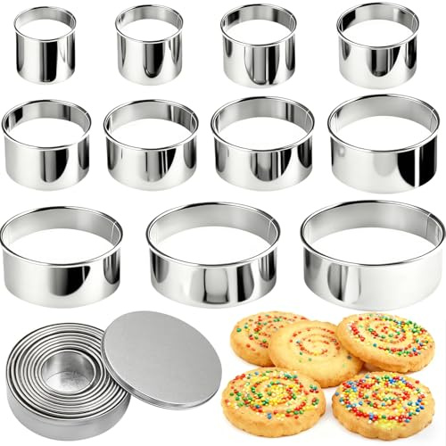 11pcs Pastry Cutters for Baking Cookie Cutters for Baking Round Cookie Cutter Home Baking of Pastries and Desserts DIY Cookie Cutter Set Suitable for Pastry Donut Fondant DIY Cake