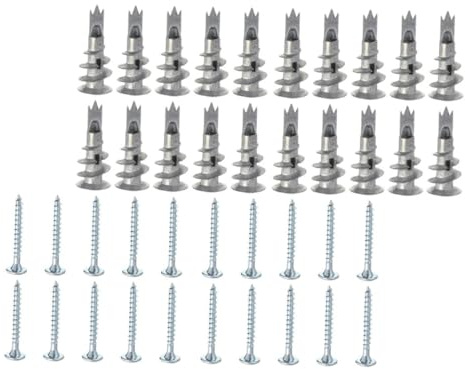Housoutil 50 ensembles Vis Zinc Alliage pour Fixations Plaques Plâtre Montage Stable et Résistant pour Cadres et Appliques Murales DIY Fixings avec Vis Inclus