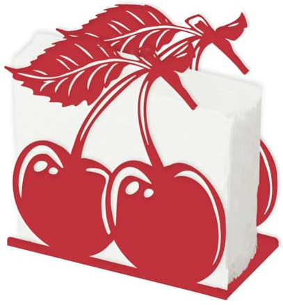 SUPERDANT Kirsch Serviettenhalter Für Tische Rot Metall Serviettenständer Tischgestell Freistehendes Tissue Spender Serviettenspender Mit Dichtung Für Küche Café Restaurant 15x15 cm