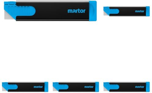 MARTOR Sicherheitsmesser mit Klingeneinzug, SECUNORM HANDY, Profi Cuttermesser, Klein, Stahl, Rechts- & Linkshänder (Packung mit 5)