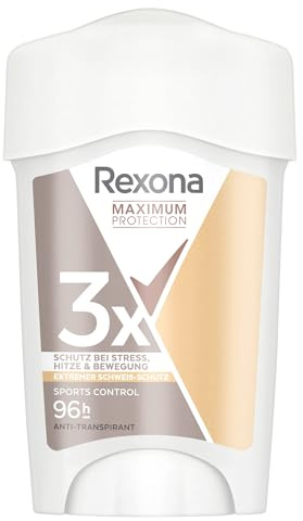 Rexona Women Maximum Protection Anti Transpirant Deo Creme Sports Control Deodorant mit 96 Stunden Schutz gegen starkes Schwitzen und Geruch mit 3x Schutz bei Stress, Hitze & Bewegung 45 ml
