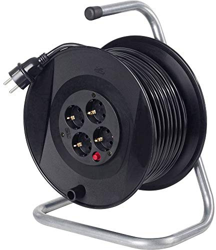 as - Schwabe Kabeltrommel 50 m, IP20 Innenbereich, 4 Steckdosen | Thermoschutzschalter, Made in Germany