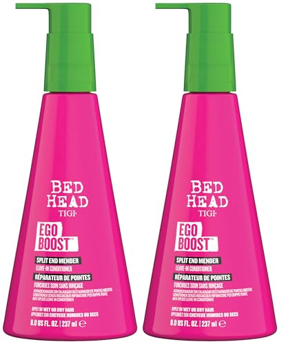 TIGI Bed Head Leave-In Conditioner, Split End Mender, Ego Boost 2-Pack – Split Ends Treatment for Dry, Damaged Hair, Fruit & Berries Fragrance, 8 Oz Ea