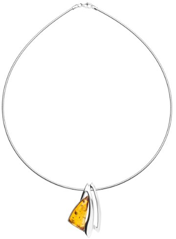 InCollections Damen-Halskette 925 Sterling Silber 1 Bernstein 42 cm