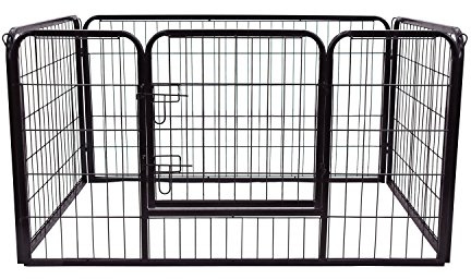 PawHut Welpenauslauf Welpenfreigehege Freigehege Laufstall Laufgitter Welpenzaun 70 x 80 cm | Welpenauslauf, Freilaufgehege, Hundelaufstall mit Erdspießen, Laufstall für Drinnen und Draußen