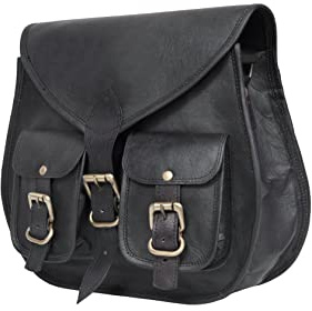 ALASKA EXPORTS Women’s Crossbody Bag Genuine Leather Vintage Satchel Shoulder Bag | Small Messenger Bag With Adjustable Strap | Ladies Everyday Travel Purse (Black)