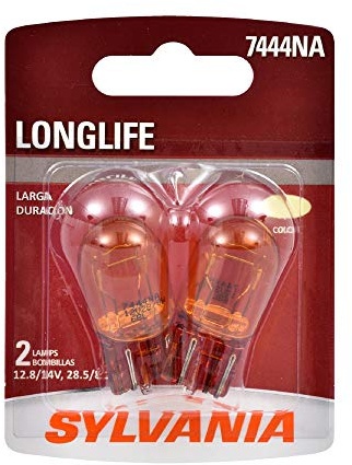 SYLVANIA - 7444NA Long Life Miniature - Amber Bulb, Ideal for Turn Signal Applications, Side Marker, and Parking (Contains 2 Bulbs)