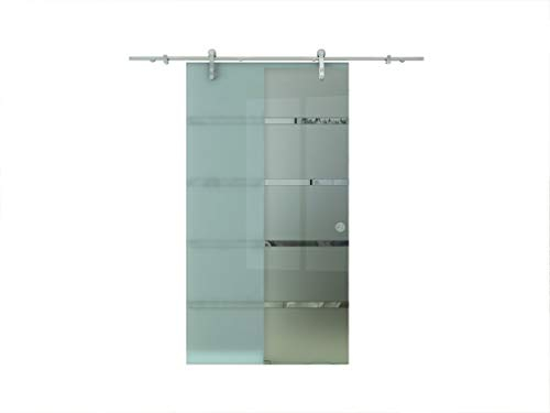 Glas-Schiebetür Glasschiebetür Ganzglasschiebetür Glastür Glas Tür MIlchglas Satiniert 900 x 2050 mm