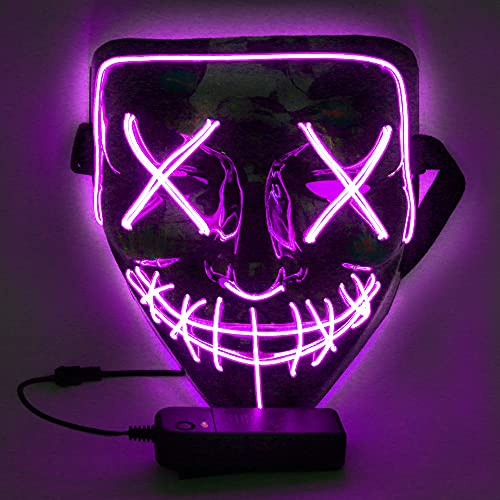 WUJUN Glühende Halloween Maske Lustige Grimasse Cosplay Party Karneval LED Beleuchtung Halloween Masken Draht Licht Dekoration