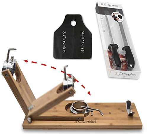 Hidalgo Soporte Jamonero Ideal para Cortar jamón o Paleta + Set 3 Claveles