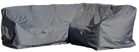 Mehr Garten Abdeckung Dining Ecklounge mit hoher Lehne, 305x305x100 cm, grau, Oxford 600D Gewebe, Lounge Abdeckung L-Form, wasserdicht, UV-beständig und wetterfest