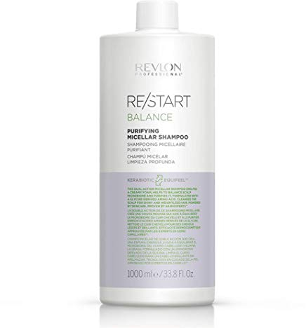REVLON PROFESSIONAL RE/START Balance Purifying Micellar Shampoo, 1000 ml, Mizellen Shampoo für Haar & Kopfhaut, Haarshampoo für unbeschwerte, glänzende Haare, cremiger Schaum gegen ölige Kopfhaut