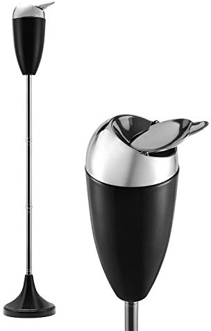 Anfrere Adjustable Ashtray with Lid, Smokeless Windproof Tall Stand Holder for Home Patio, Black Outdoor Cigarette Ash Tray Receptacle in 20, 27.5, 35 Heights