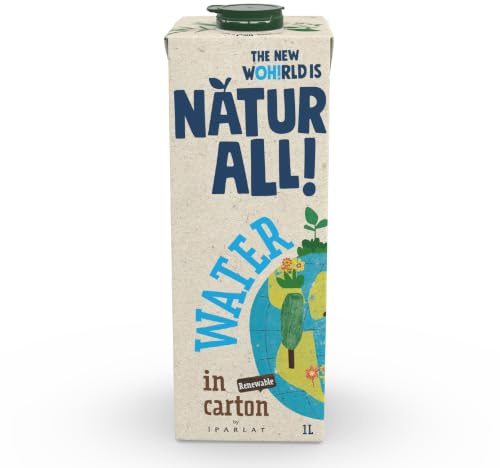 NATUR-ALL | Still Water 1L - Drinking Water in Cartons, Plant-Based Packaging (Pack of 6)