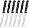 Onader Steak Knives Set of 6, Stainless Steel Serrated Kitchen Knife with Ergonomic Handle, Utility Dinner Table Knives Ideal for Steak Meat Pizza Bread Cutting, Full Tang Design & Dishwasher Safe