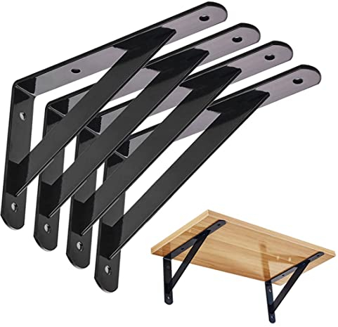 Regalhalterungen，Wand-Winkel Schwerlast-Träger 90 Grad Winkel Regalhalterung Wand Regalträger Stahl massiv Regalträger für die Wandmontage(150 x 95mm,Schwarz) (4)