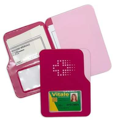 Nemau - Pochette Garde Ordonnan ce avec Fenetre pour Carte Vitale - Gomme Expansée - Fabriqué en France - Étui Souple pour Ordonnance, Carte Vitale, Mutuelle - Modèle BicoloreFushia et Rose