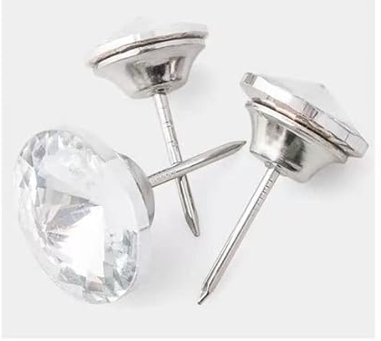 ANVALI Möbelnägel for Polstermöbel, Sofa-Nägel, 6 Stück, Strass-Knöpfe, 18 mm, 20 mm, 22 mm, 25 mm, 30 mm, Strass-Kristallknöpfe for Kleidung, Sofa, Basteln, Nähzubehör, Weiß, 18 mm (Color : B 6pcs)