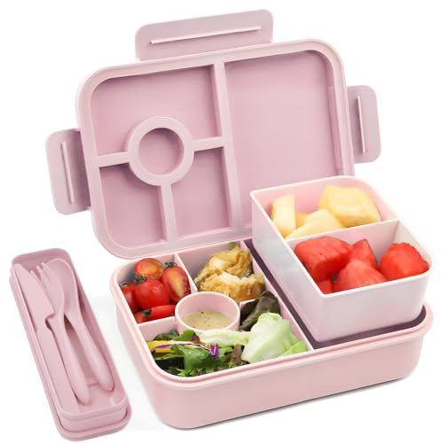 Bugucat Bento Lunch Box 1300ML With 4 Compartments and Cutlery - Leak-Proof Lunchbox for Kids and Adults - School, Kindergarten, Office Use