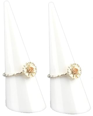 2er Set Acryl Ringhalter in [weiß] für einzelne Fingerringe, 68x25mm - Schmuckorganizer für stilvolle Aufbewahrung, Präsentationsständer für Ringe, Ausstellungsständer für Juwelier Verkaufsvitrine