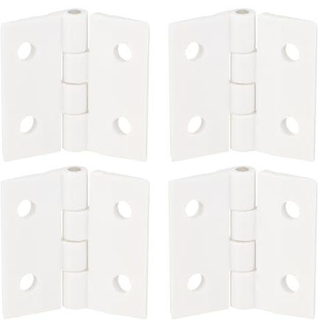 QUARKZMAN 4 bisagra de acrílico, 1,2 x 1,34 pulgadas plegables Mini Hardware Bisagras para tablero con orificio de montaje para manualidades cajas fundas, blanco