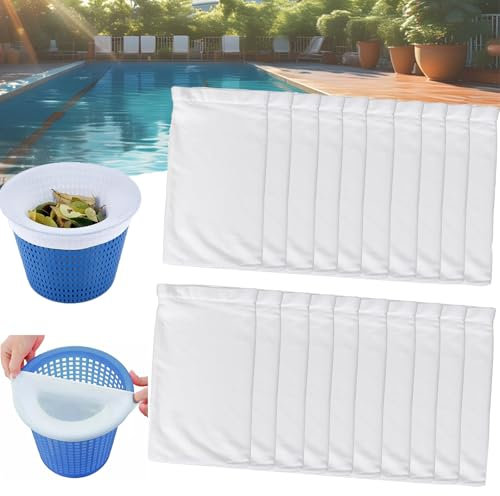 Chaussette Skimmer Piscine, 20 Pièces Reutilisables Pour Panier Skimmer, Pool Skimmer Socks, Maille Ultra Fine, Chaussettes D'Écumeur De Piscine, Pour Peuvent Emprisonner Pollen, Feuilles, Cheveux