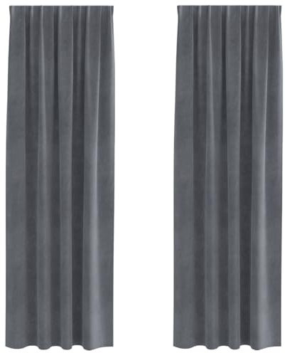 vidaXL Cortinas Opacas 2 uds. Gris Claro 140 x 260 cm Terciopelo