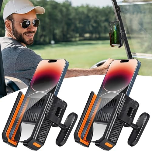 Magnetische Golfwagen-Handyhalterung – Golfwagen-Handyhalterung mit N52-Magneten für EZGO Club Yamaha Auto – Golf-Handy-Caddy kompatibel Handy iPhone Samsung, Golfwagen-Zubehör für Handy – 2 Stück