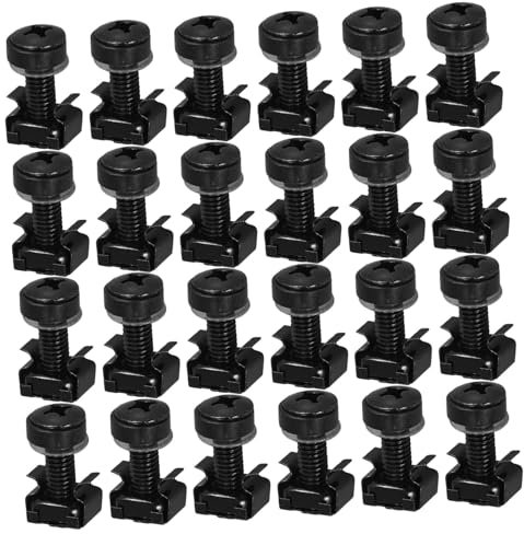 50 Sets Cabinet Screws Cage Nut Tool Server Shelf Cage Nuts Rack Screws for Mounting Routers Mounting Washers Metal Studs Square Hole Hardware Black Stainless Steel Galvanized