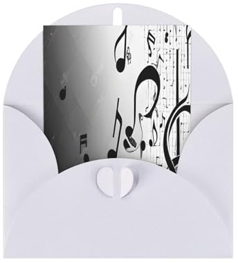 (Musiknoten-Druck) Premium-Perlglanz-Grußkarten mit weißen Umschlägen, schimmernde Geburtstags-, Weihnachts- und Hochzeitskarten, innen blanko.