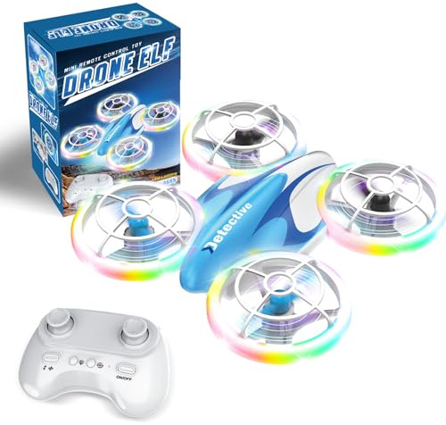 RC Drohne für Kinder und Anfänger, Mini Quadcopter mit LED-Lichtern und 3D-Flips, einfach zu fliegende RC Drohne mit Propellerschutz, Spielzeugdrohne für Jungen und Mädchen, Geschenk für Kinder (Blau)