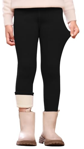 Girls Fleece Lined Leggings Thermal Winter Warm Tights Kids Soft Stretch | Thick Plush Lined Leggings for Girls, Soft Elastic Waist Winter Trousers for School, Outdoor Activities and Everyday Wear
