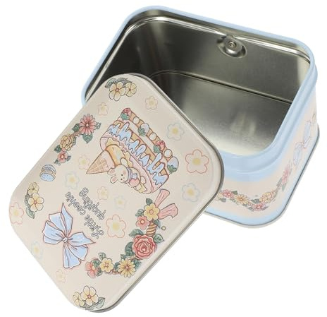 VALICLUD Caja De Hojalata Pequeña Para Galletas Navideñas Con Diseño Estampado, Material De Hojalata Resistente, Portátil y Ligera, Envase Multifuncional Para Dulces y Aperitivos Fiestas