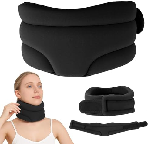 Snovire Nackenstütze Gegen Schnarchen, verstellbare Halskrause aus weichem Schaumstoff zum Schlafen, Weich Neck Support für Unterstützung (Schwarz)
