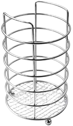 PEBBLE HUG Chrome Utensil Holder, Space-Saving Storage, Rust-Resistant, Stable Non-Slip Base, Easy-to-Clean, Perfect For Storing Spoons, Forks, Knives, Ladles, Open Wire Design