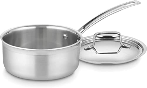Cuisinart MCP19-16N Multiclad Pro Triple Ply 1.5-Quart Skillet, Stainless Steel, Saucepan w/Cover