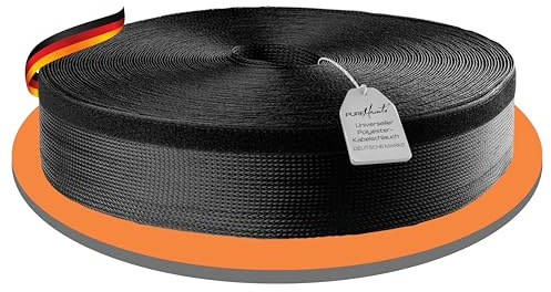 PureMounts PM-SOCKS-85B-50 Universeller Polyester-Kabelschlauch, selbst zusammenziehend mit Klettverschluss, Ø 85mm, Rolle 50m, schwarz | Selbst zusammenziehend, dehnbar bis Ø85 mm, feuerabweisend und für eine saubere Kabelführung geeignet.