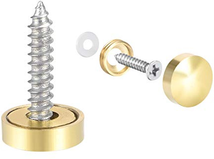 sourcing map 4Stk.Spiegelschrauben Dekorative Kappenabdeckung Nägel 12mm Poliertes Gold