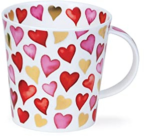 Dunoon Mug en porcelaine anglaise Motif cœurs - Red