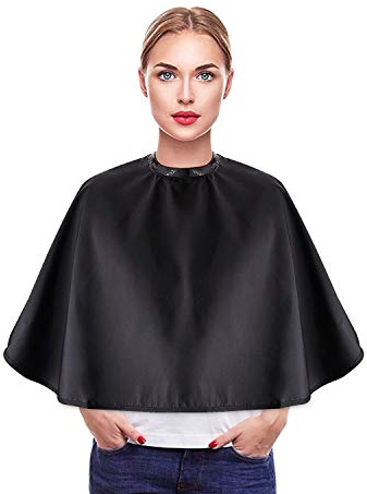 Noverlife Black Beauty Salon Shorty Smock, Chemical & Water Proof, Lightweight Comb-out Apron for Makeup Artist & Beautician