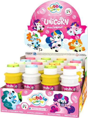 DULCOP - Pacco da 16 Bolle di Unicorno - Bolle di Sapone - 175 Ml - 048175PA - Rosa - Plastica - Licenza Ufficiale - Giocattolo per Bambini - Gioco all'aperto - A partire dai 3 anni