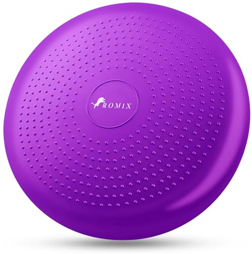 ROMIX Cuscino di equilibrio, tavola di equilibrio gonfiabile, 34 cm, con pompa, seduta per allenamento di postura seduto per sedia da ufficio a casa, terapia sensoriale per bambini ADHD - viola