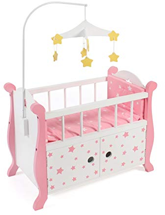 Bayer Chic 2000 - Puppenbett mit Mobile, Puppenmöbel, Puppenzubehör, Stars pink