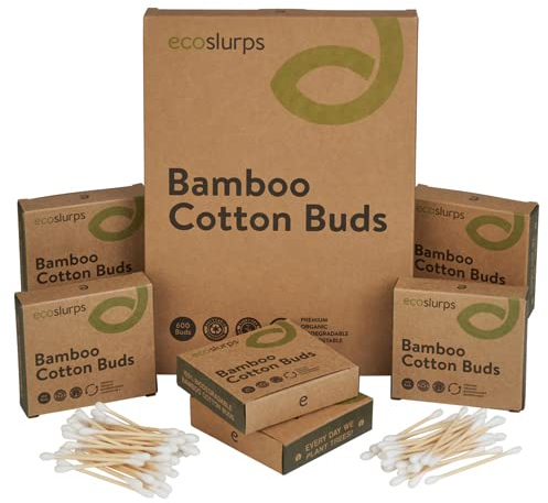 EcoSlurps 600 Bambus-Wattestäbchen – Baum gepflanzt pro Verkauf – preisgekrönte kompostierbare Wattestäbchen
